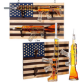 2 Gun Whiskey Decanters Set - AR15 & AK47 with American Flag Wall Rack